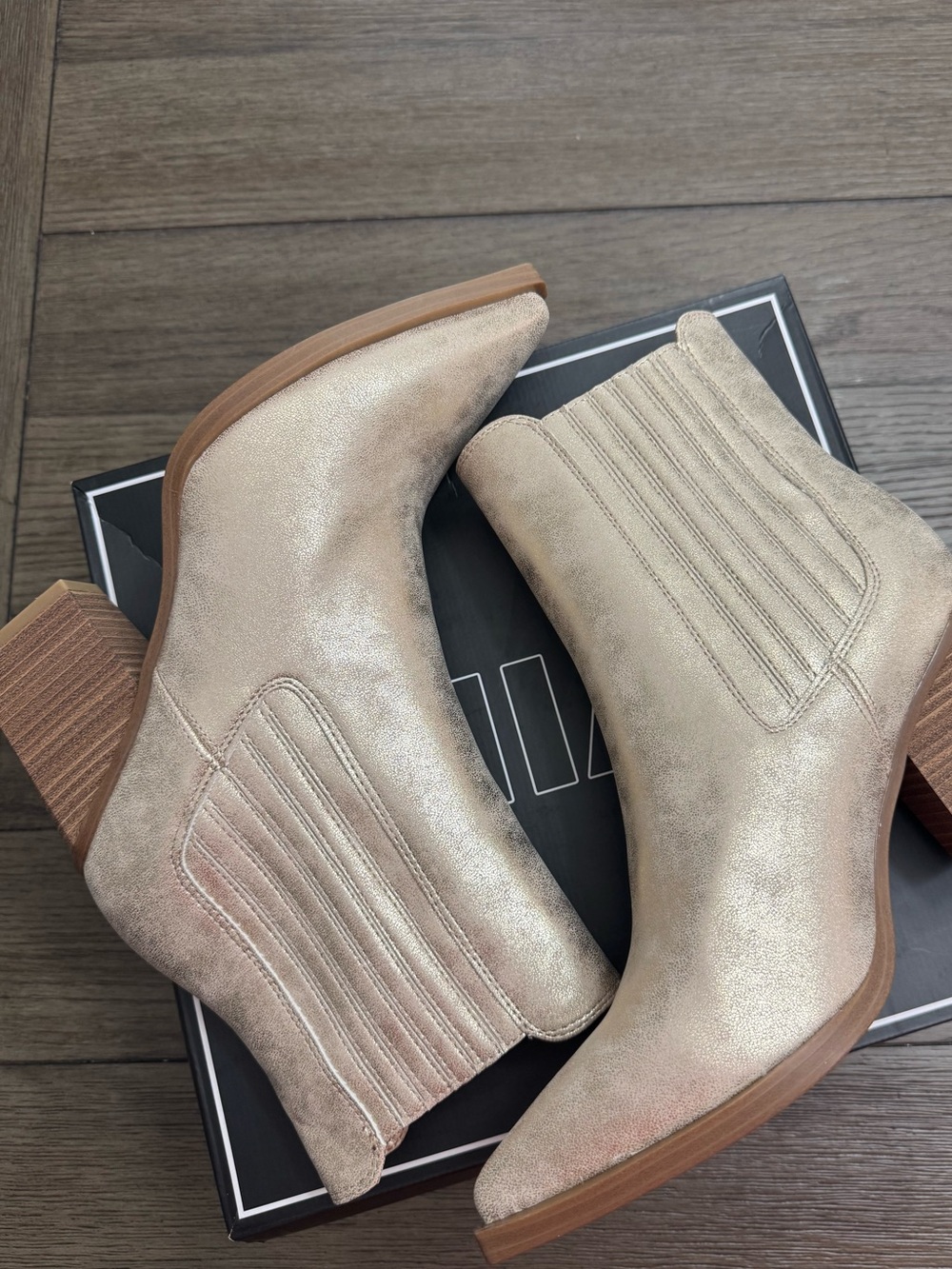 MIA Metallic Rose Gold Pointed Toe Ankle Booties